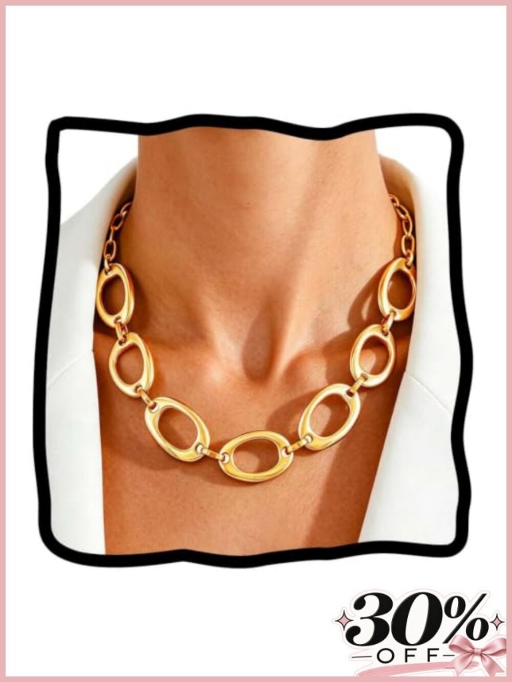 Chunky Gold Link Choker Necklace Statement Chain Jewelry for Women